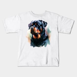 Rottweiler Watercolor - Beautiful Dog Kids T-Shirt